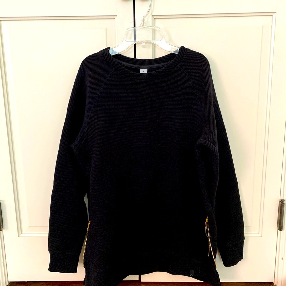 Varley Black Ribbed Sweatshirt Hoodie Top